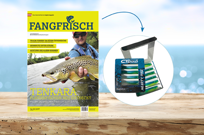 1 Jahres Abo Magazin + 6 Stück Fangfrisch-Fangfisch-Köder, Gr. 6,5cm